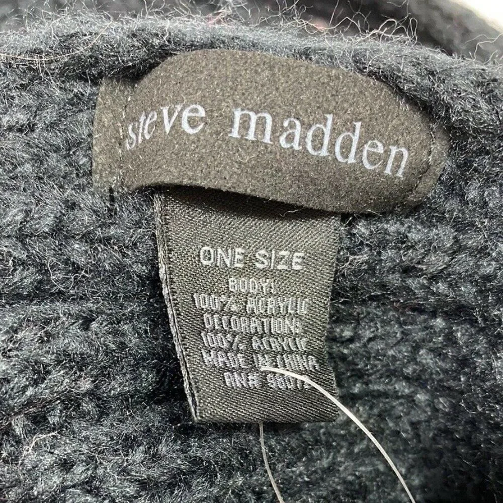 Steve Madden Black Multicolor Knit BLANKET WRAP